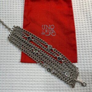 UNO de 50 Multi-Chain Silver Bracelet with Crystal Details